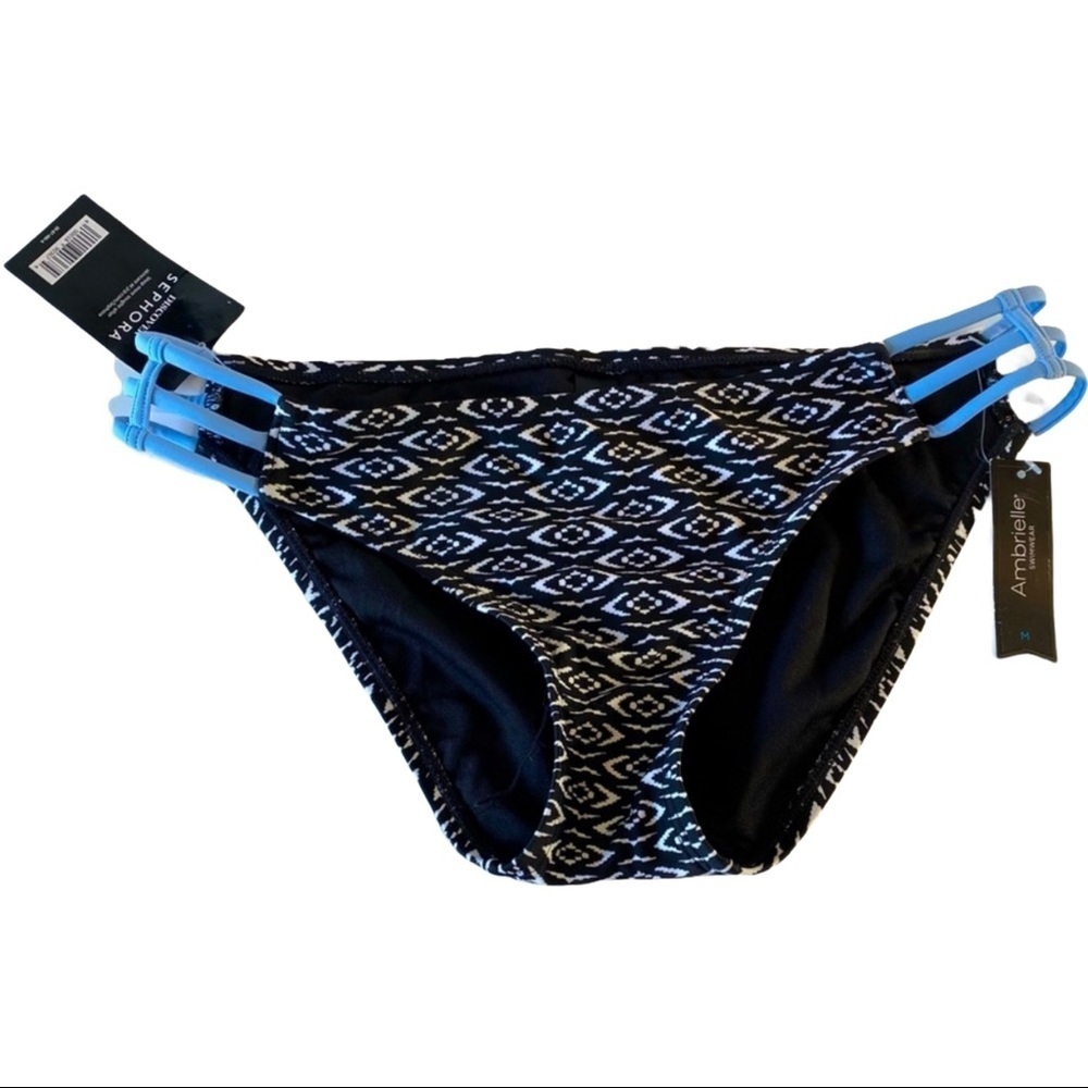 Ambrielle Black & White Women Stretch Bikini Bottom Sz Medium NWT Swim Suit
